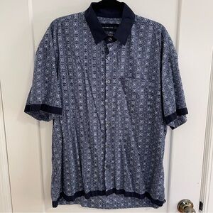 Abercrombie & Fitch Blue White Geometric Button Down Shirt Oversized Large